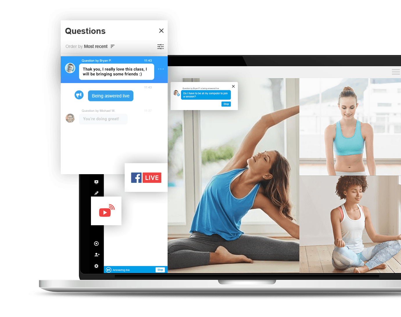 Fitness class on a laptop